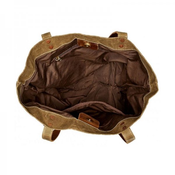 WOMEN'S CONCISE STYLE WATERPROOF CANVAS TOTE SHOULDER BAG - KHAKI