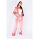 Dusty Rose Velour Cropped Jacket Tracksuit Set