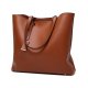 WOMEN PU LEATHER BIG SHOULDER BAG PURSE HANDBAG TOTE BAGS - BROWN