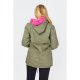 Khaki Parka Coat With Pink Faux Fur Trim